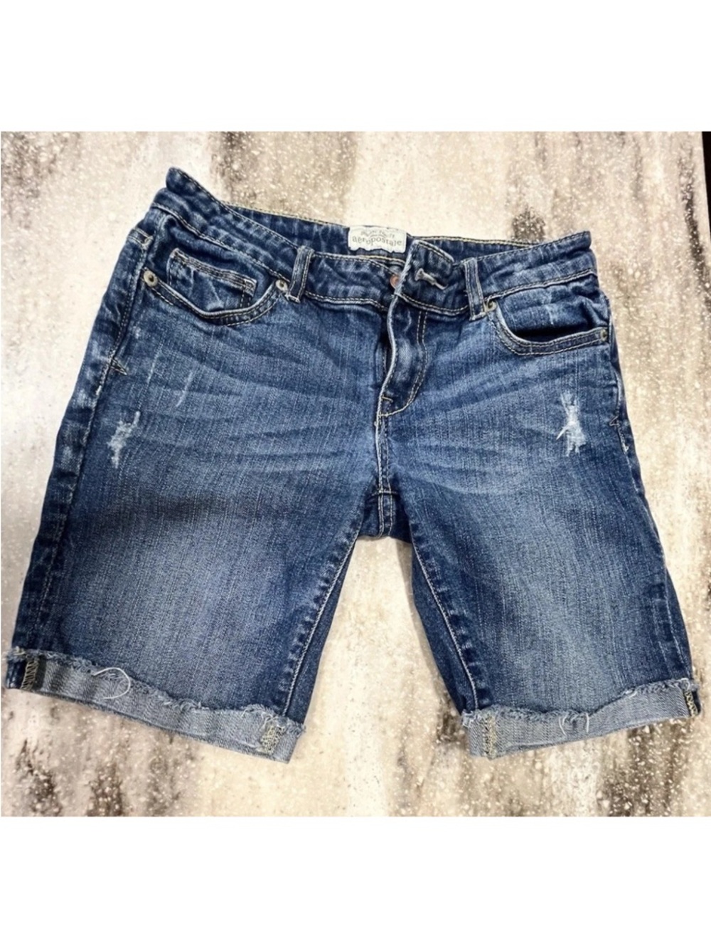 Aeropostale Women's Dark Blue Denim Bermuda Shorts